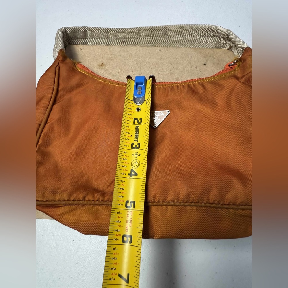 PRADA Nylon Triangle Logo Shoulder Handbag Orange Made in Italy - Picture 2 of 16